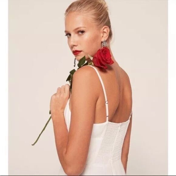 Reformation Sorrento Midi White Dress High Low Size 0 - Picture 6 of 11